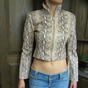LE COMPLICE LAMB LEATHER PYTHON PRINT JACKET XS